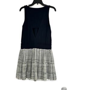A.L.C. Pleated Striped Chiffon Dress Navy/White Cutout Back Size XS